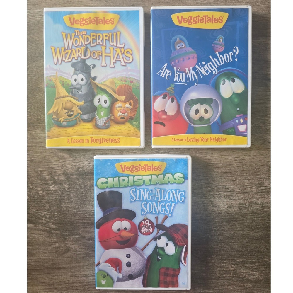 VeggieTales DVD Lot Wizard of Has Are You My Neighbor Christmas Sing-Along Songs